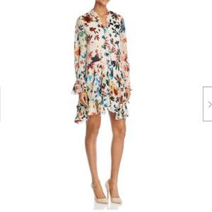 Alice + Olivia Floral Velet Burnout Ruffle Dress - Small